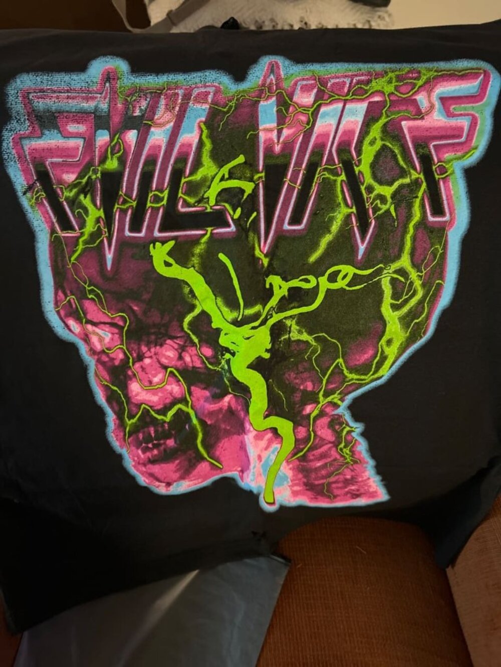 Evil Vice Lightning Skull Tee Black/Pink/Green/Blue Multi-Color Size 2X Brand N…